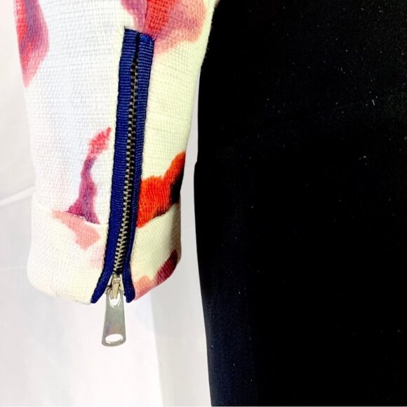 ZARA JACKET FLORAL GRAPHIC COAT BLOOMING OFF WHITE  RED PURPLE JACKET SMALL - Picture 9 of 13
